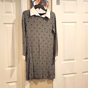 Polka-dot Gray Sweater Dress